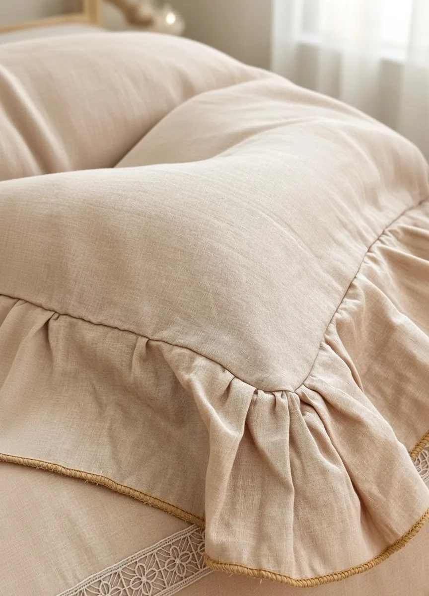 Vintage Lace Ruffle Cotton Double Gauze Breathable Bedding Set