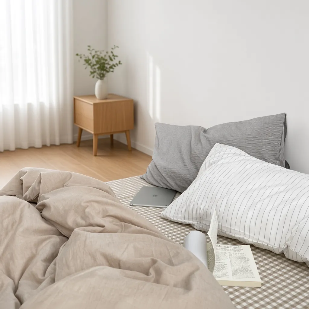 Minimalist Mixed Gingham Cotton Washed Breathable Bedding Set