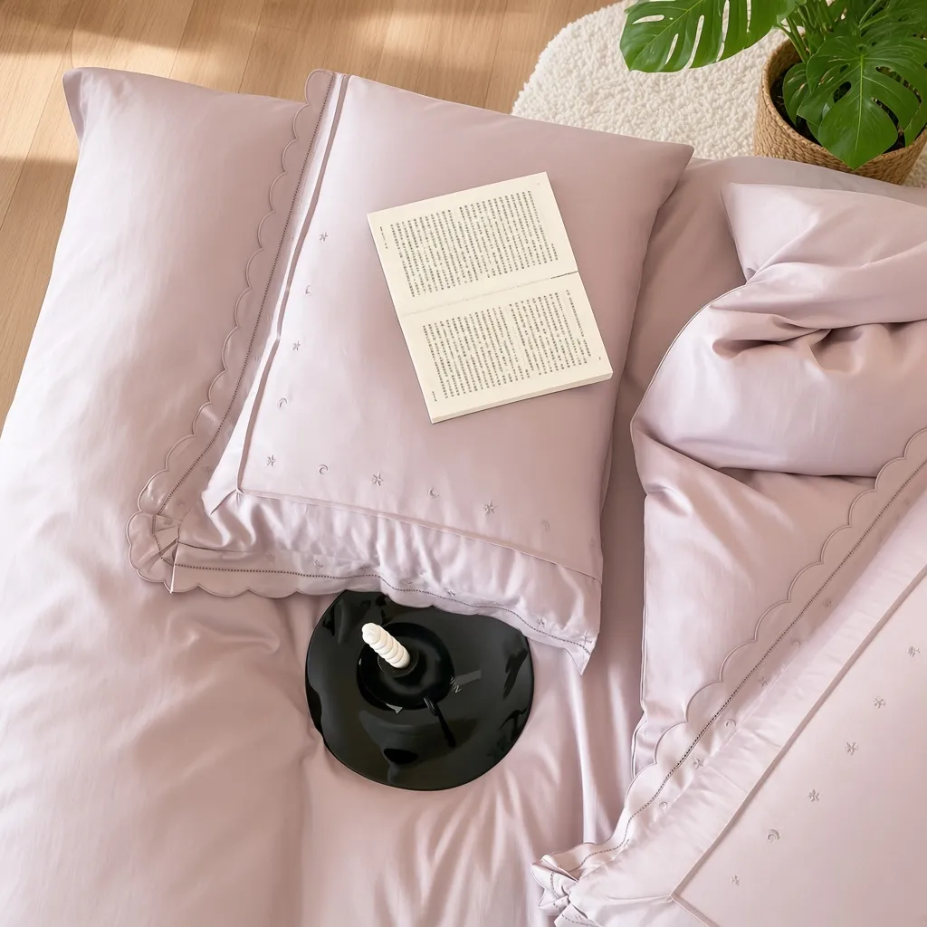 Celestial Ruffle Cotton Embroidered Bedding Bundle