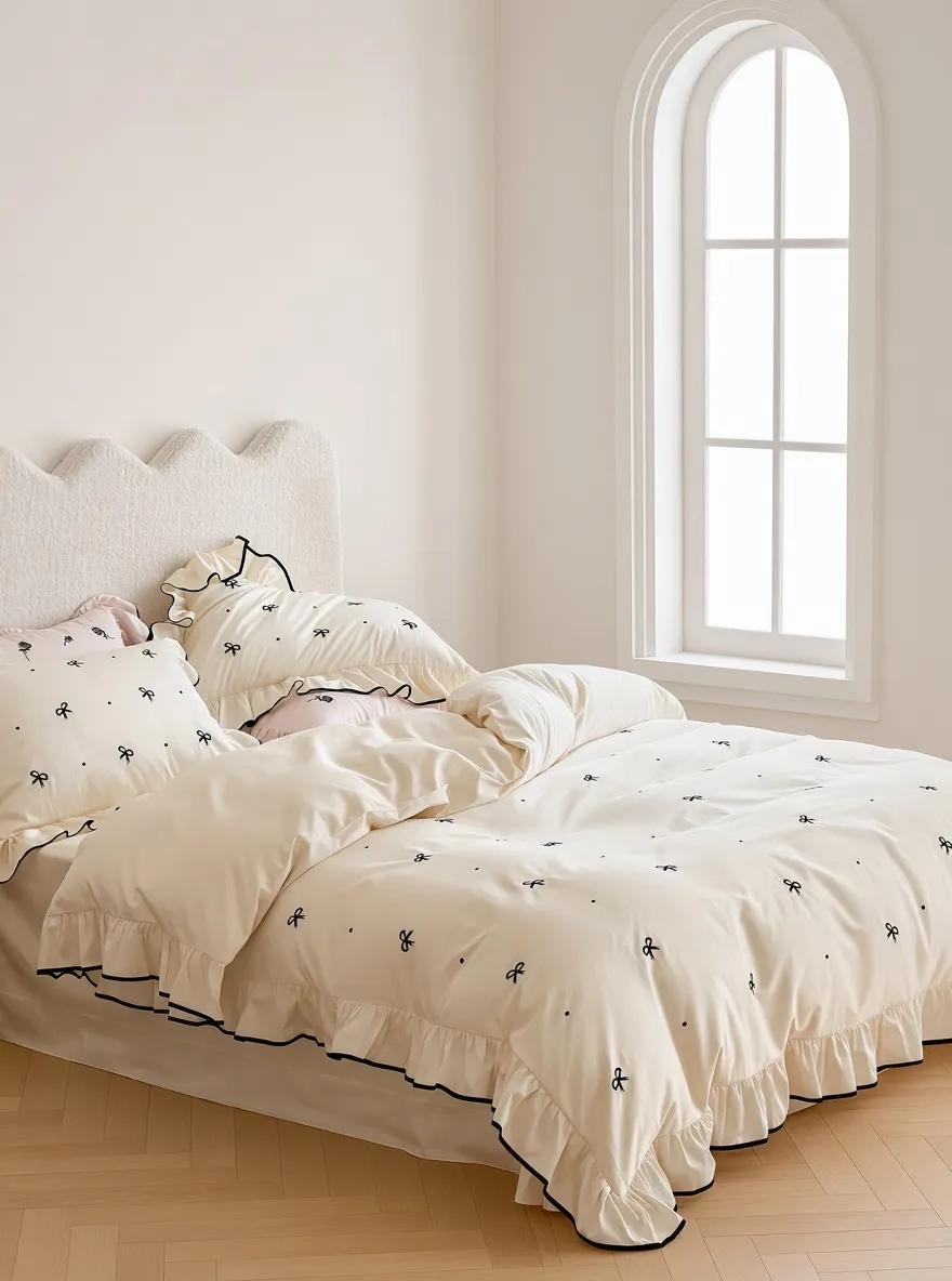 Ribbon Ruffle Long Staple Cotton Jacquard Bedding Bundle