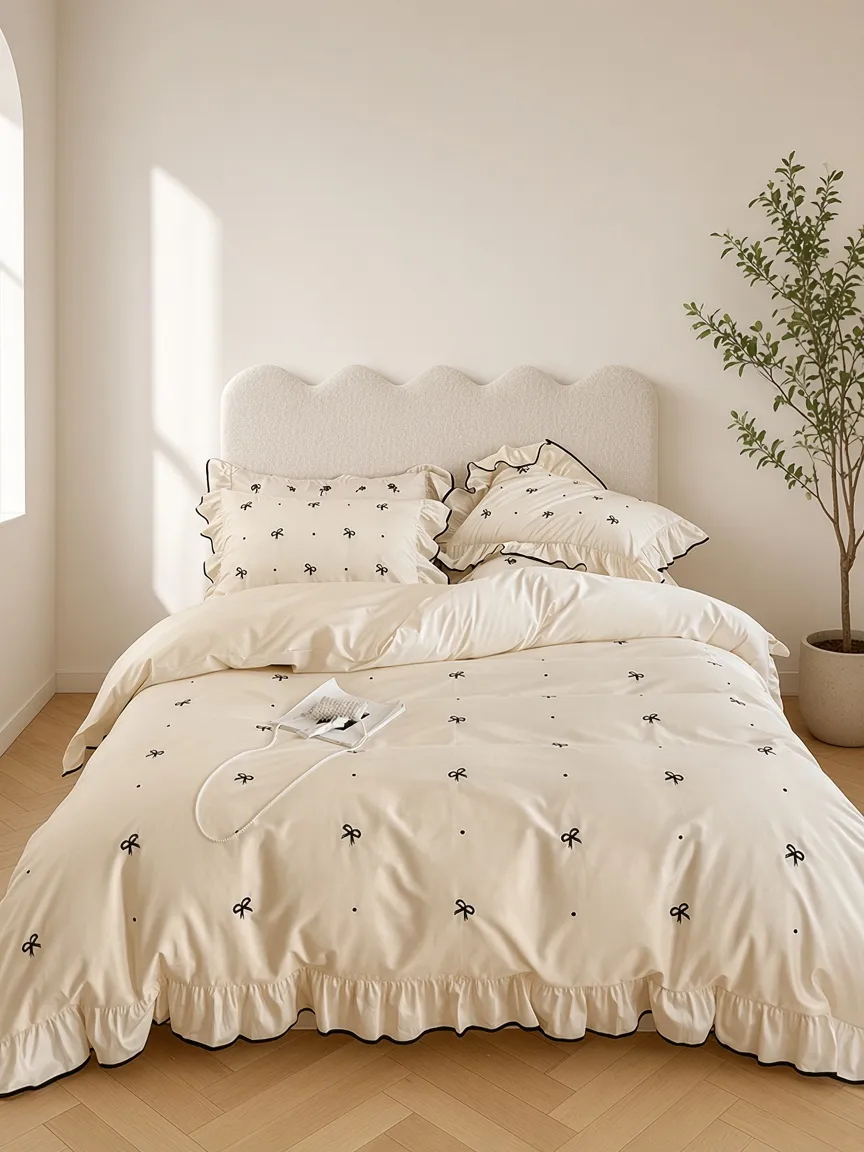 Ribbon Ruffle Long Staple Cotton Jacquard Bedding Bundle
