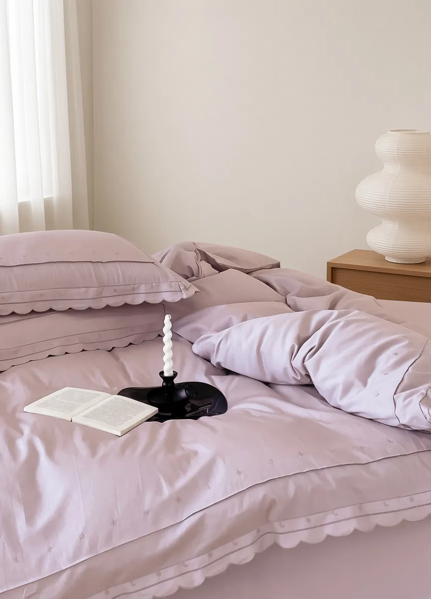 Celestial Ruffle Cotton Embroidered Bedding Bundle