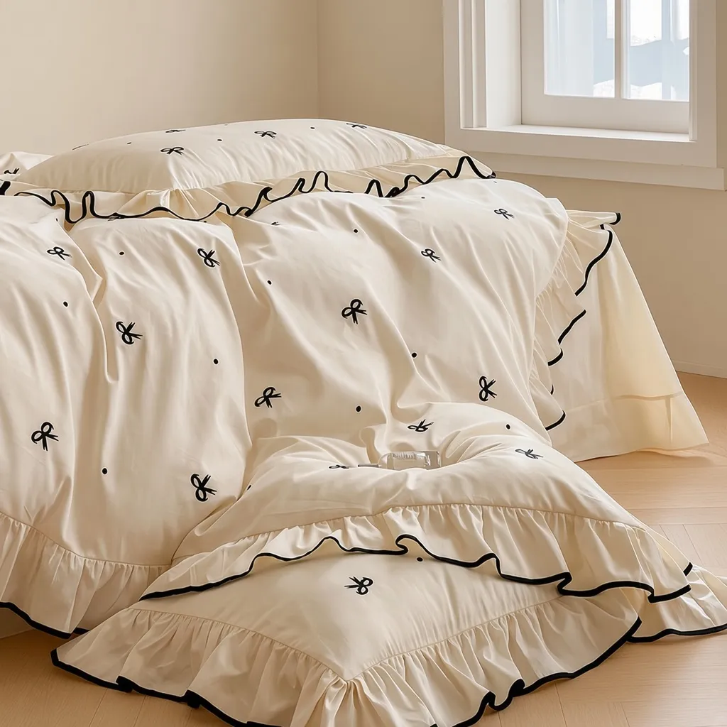 Ribbon Ruffle Long Staple Cotton Jacquard Bedding Bundle