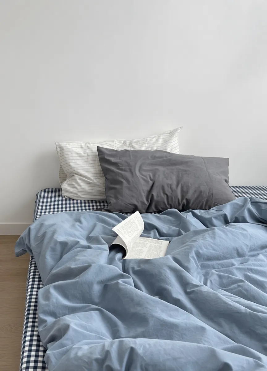Minimalist Mixed Gingham Cotton Washed Breathable Bedding Set