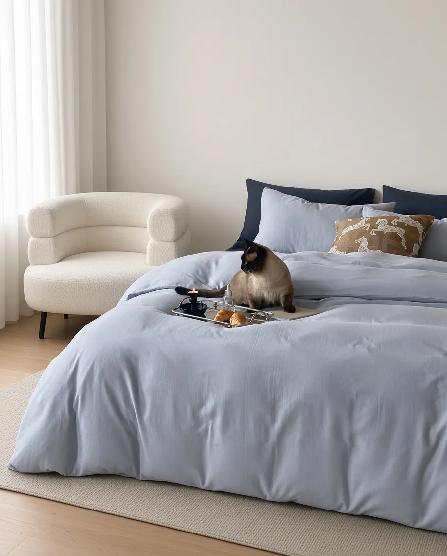 Minimalist Cotton Washed Double Layer Bedding Bundle