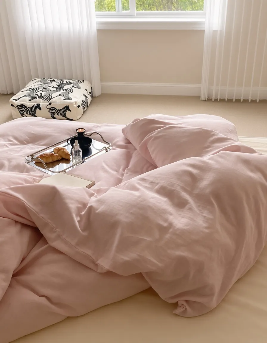 Minimalist Cotton Washed Double Layer Bedding Bundle