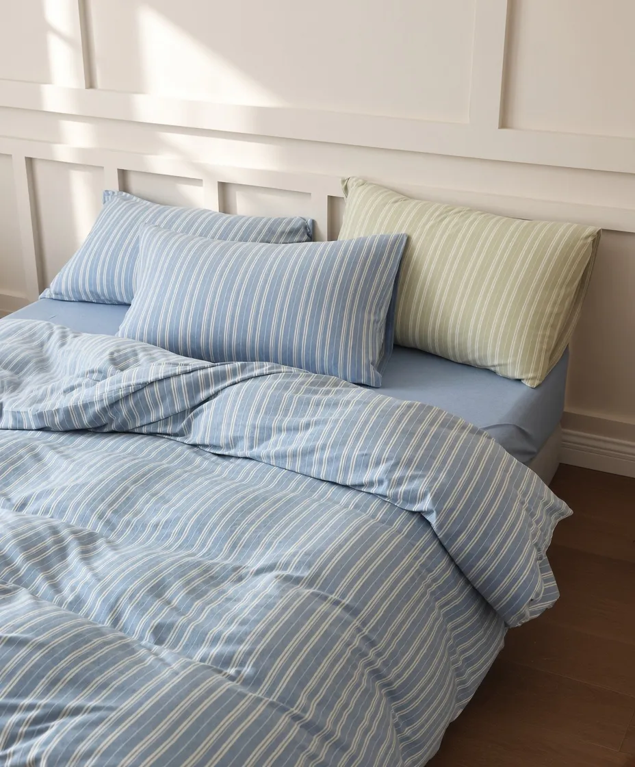 Striped Cotton Jersey Knit Bedding Set