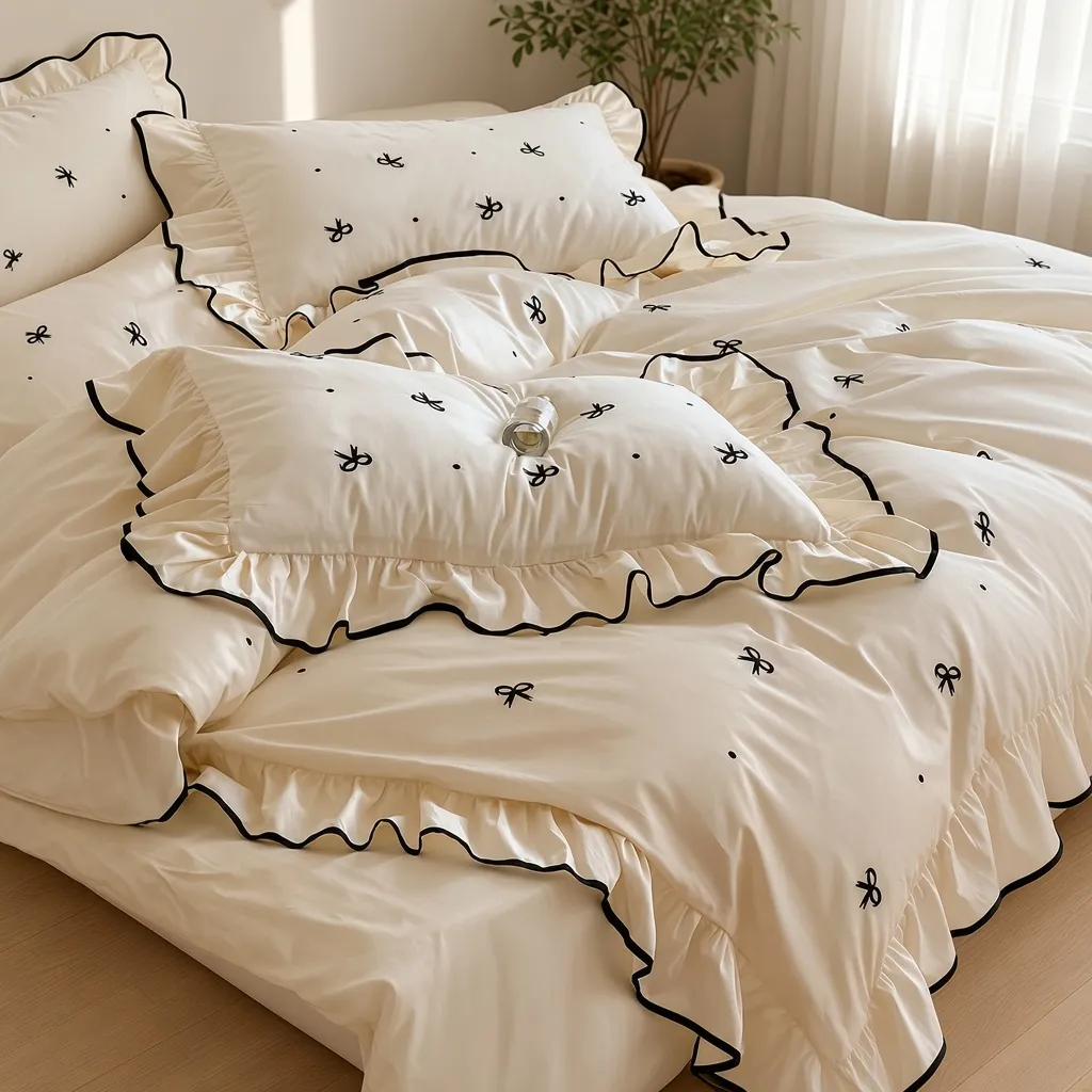 Ribbon Ruffle Long Staple Cotton Jacquard Bedding Bundle