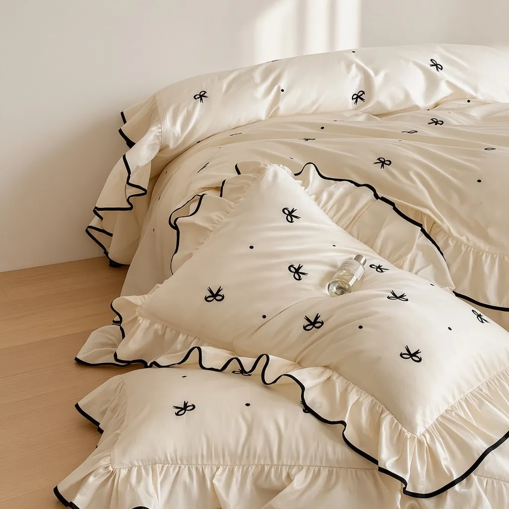 Ribbon Ruffle Long Staple Cotton Jacquard Bedding Bundle