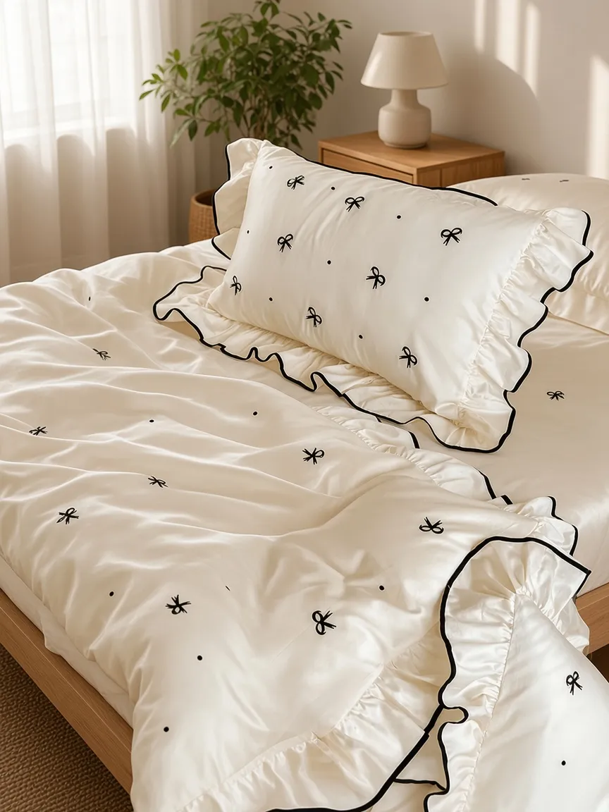 Ribbon Ruffle Long Staple Cotton Jacquard Bedding Bundle