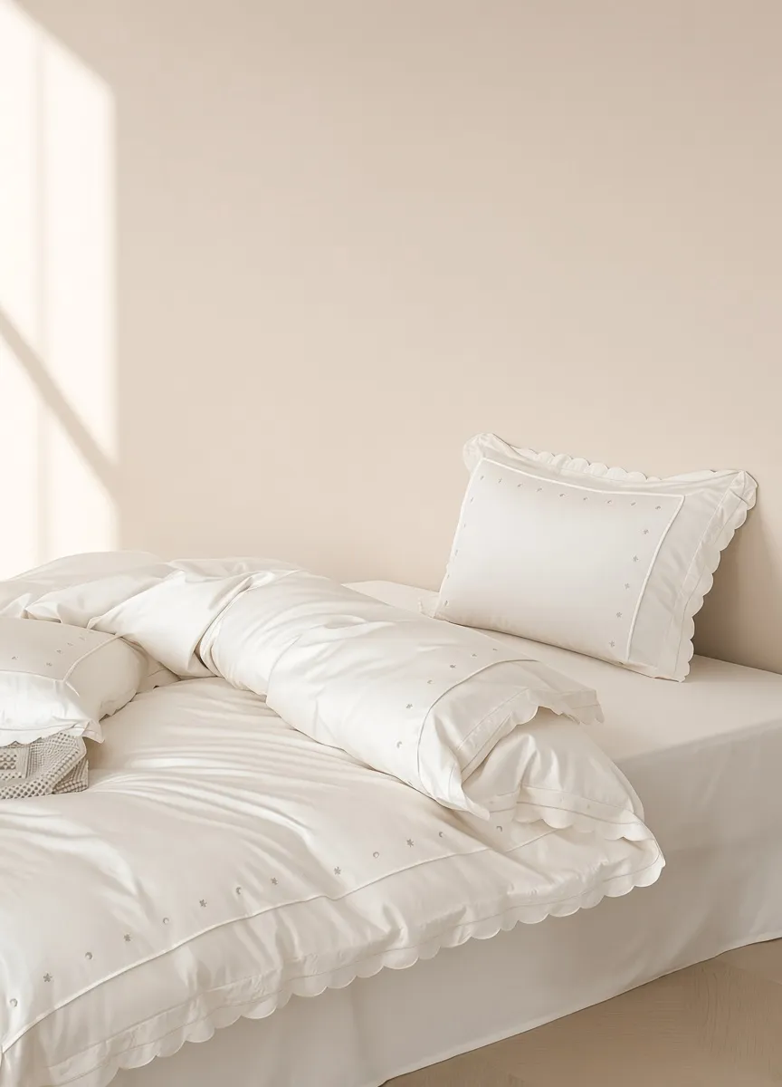 Celestial Ruffle Cotton Embroidered Bedding Bundle
