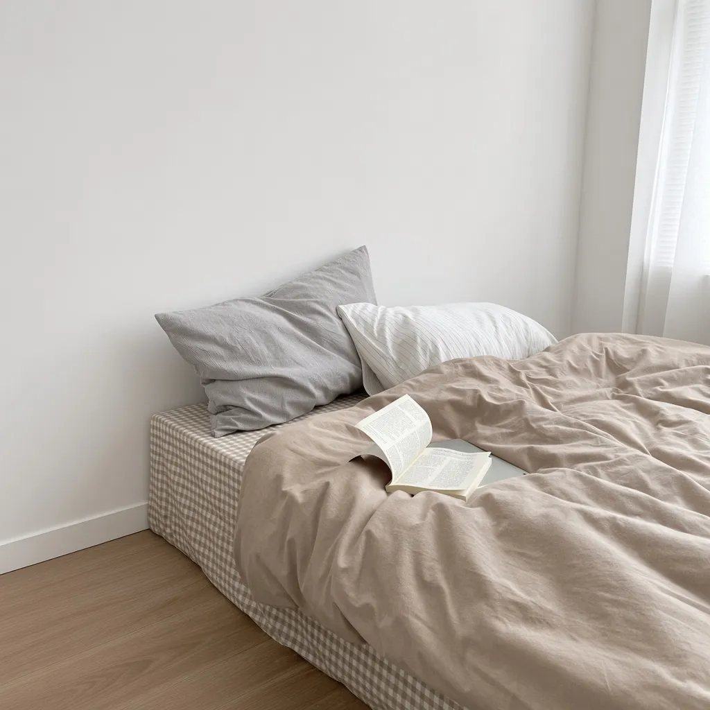 Minimalist Mixed Gingham Cotton Washed Breathable Bedding Set