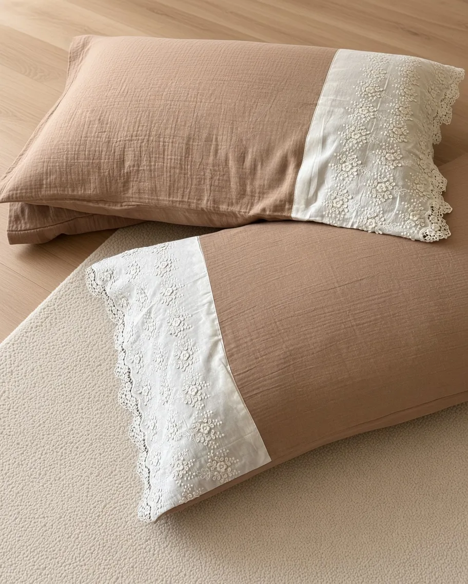Ruffle Lace Cotton Double Gauze Breathable Bedding Set