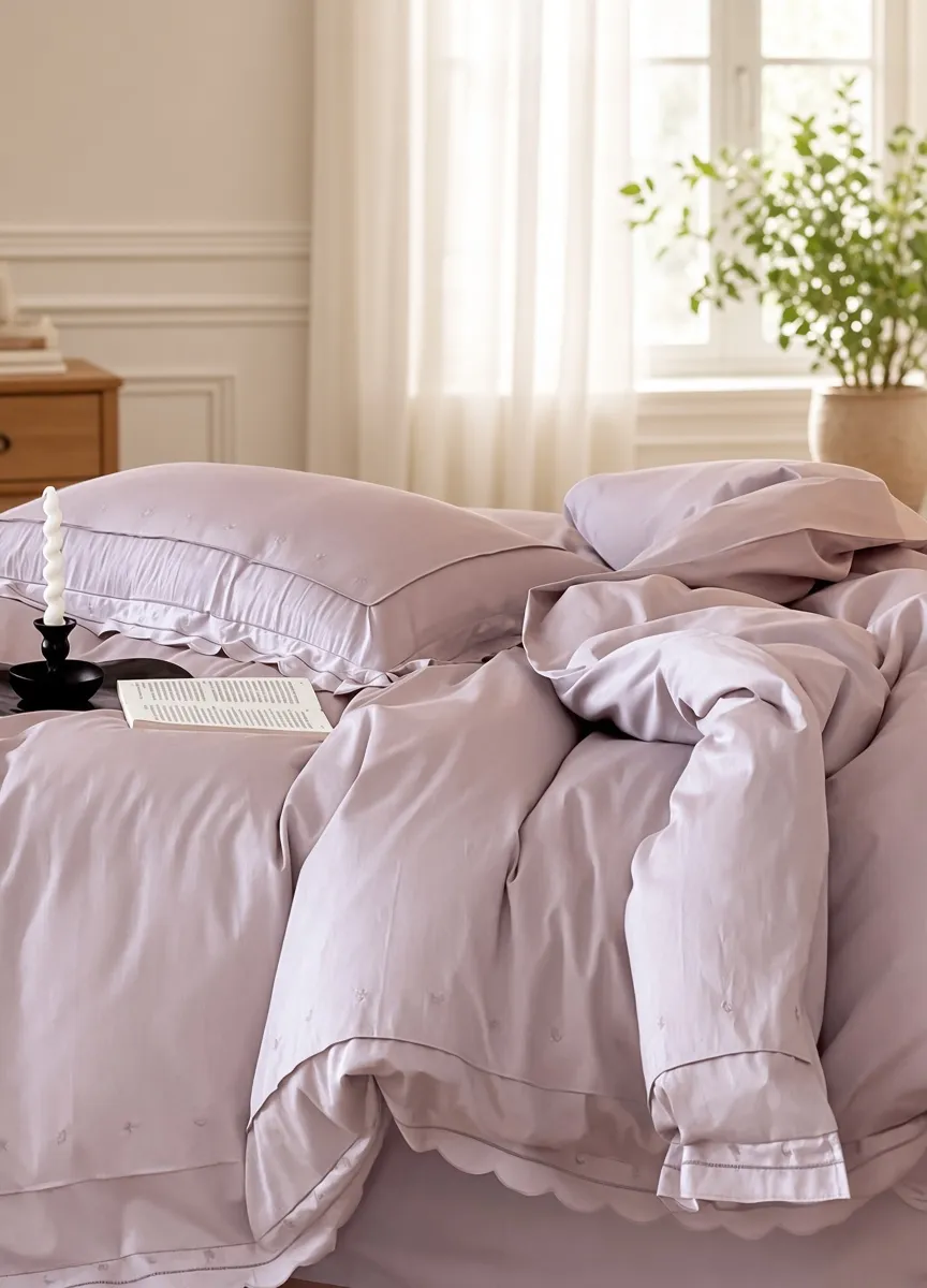Celestial Ruffle Cotton Embroidered Bedding Bundle