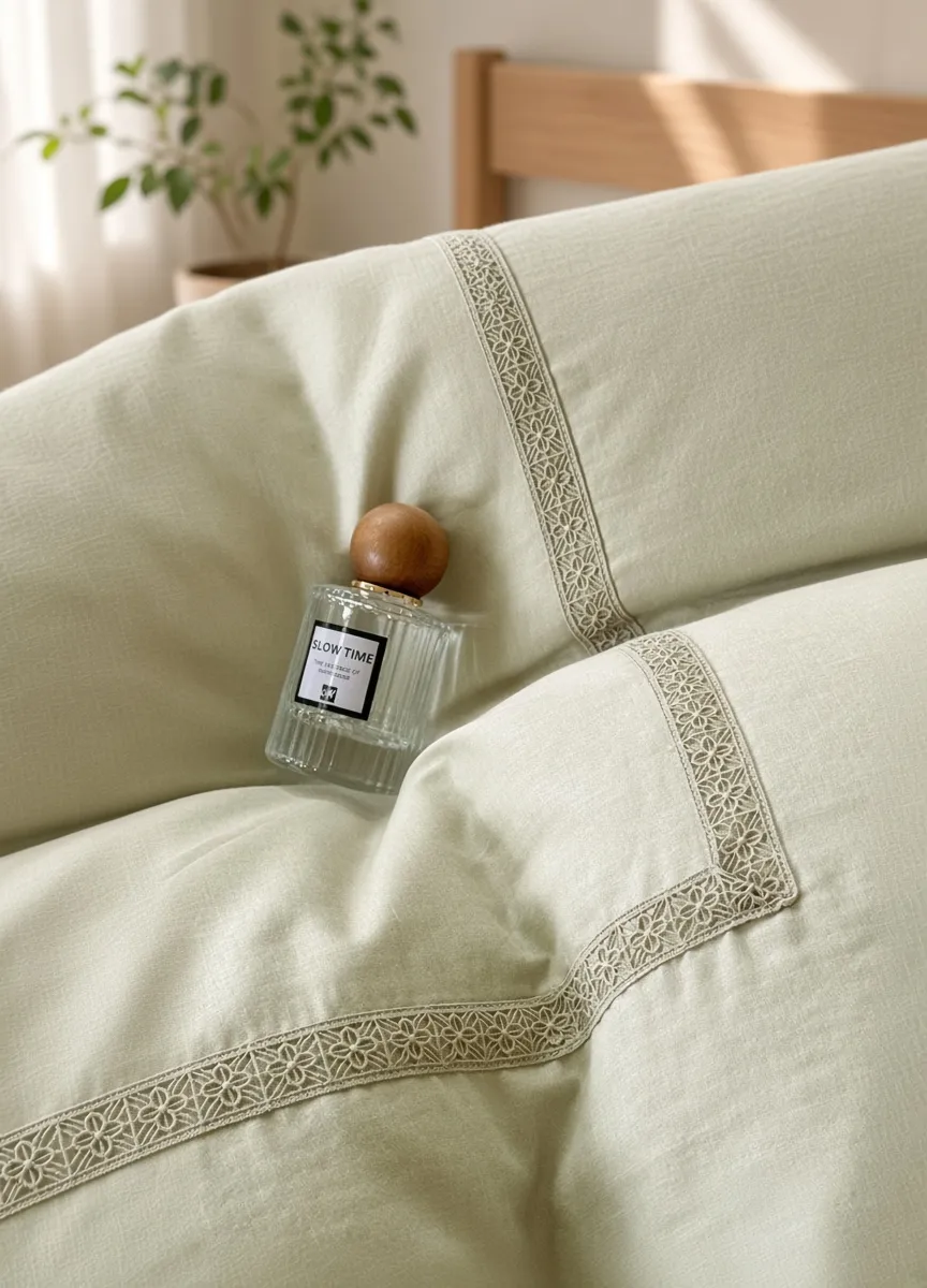 Vintage Lace Ruffle Cotton Double Gauze Breathable Bedding Set