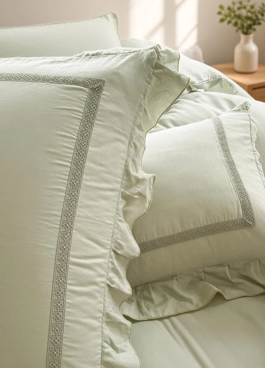 Vintage Lace Ruffle Cotton Double Gauze Breathable Bedding Set
