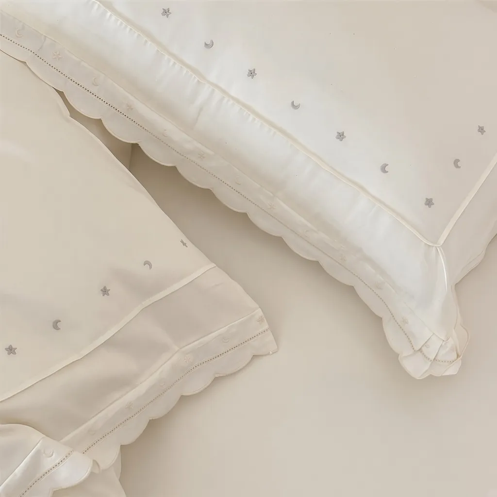 Celestial Ruffle Cotton Embroidered Bedding Bundle