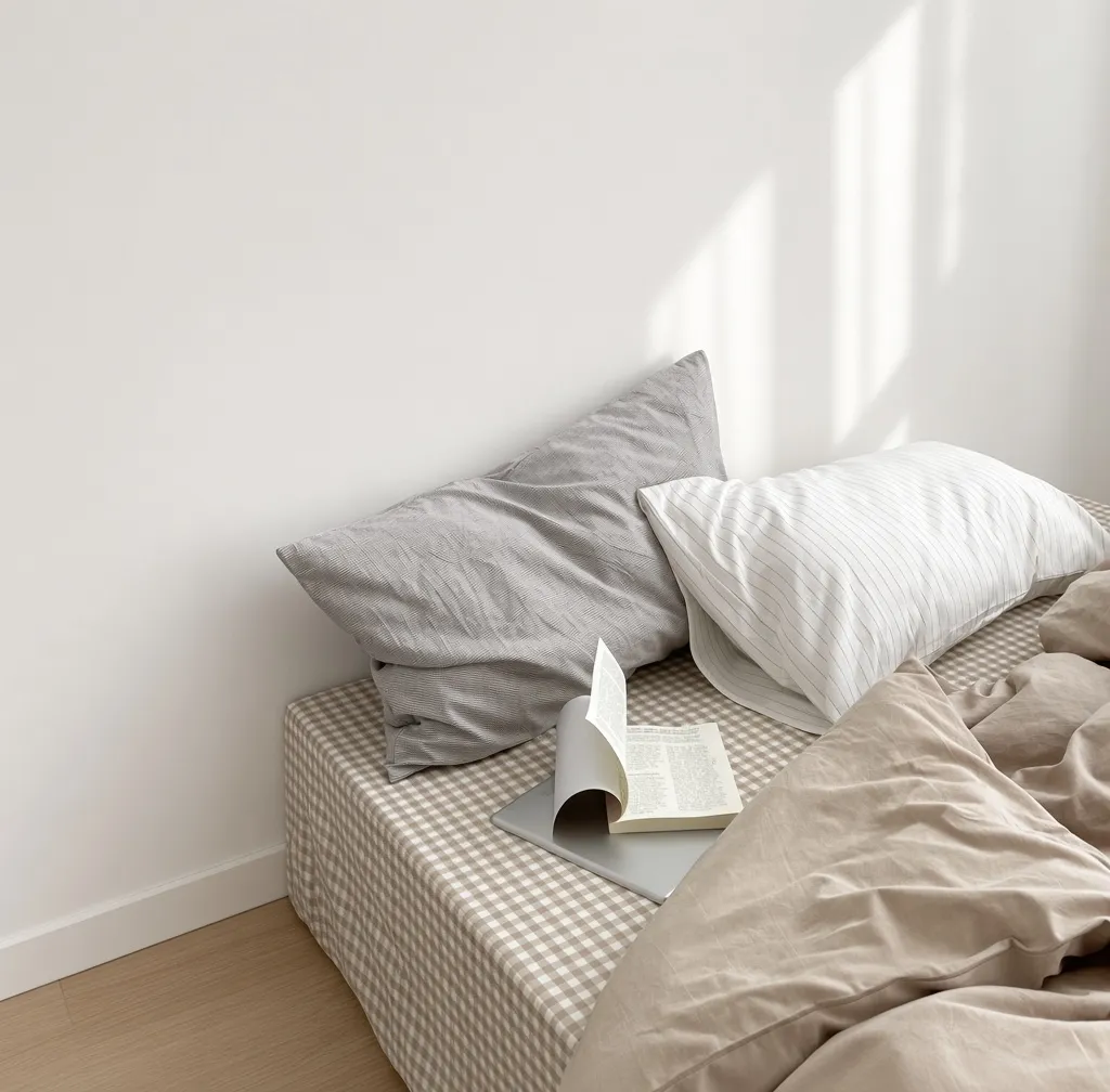 Minimalist Mixed Gingham Cotton Washed Breathable Bedding Set