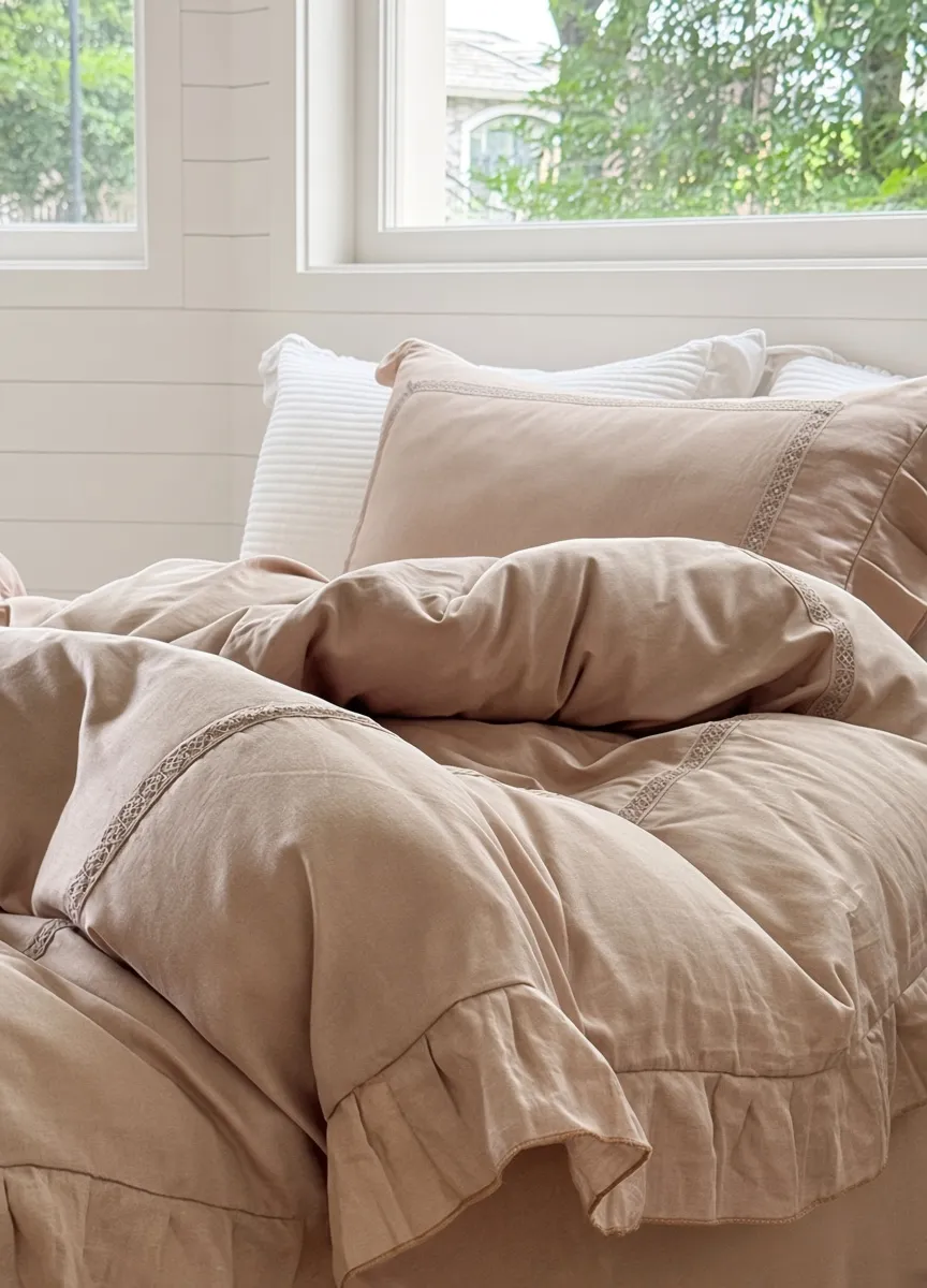 Vintage Lace Ruffle Cotton Double Gauze Breathable Bedding Set