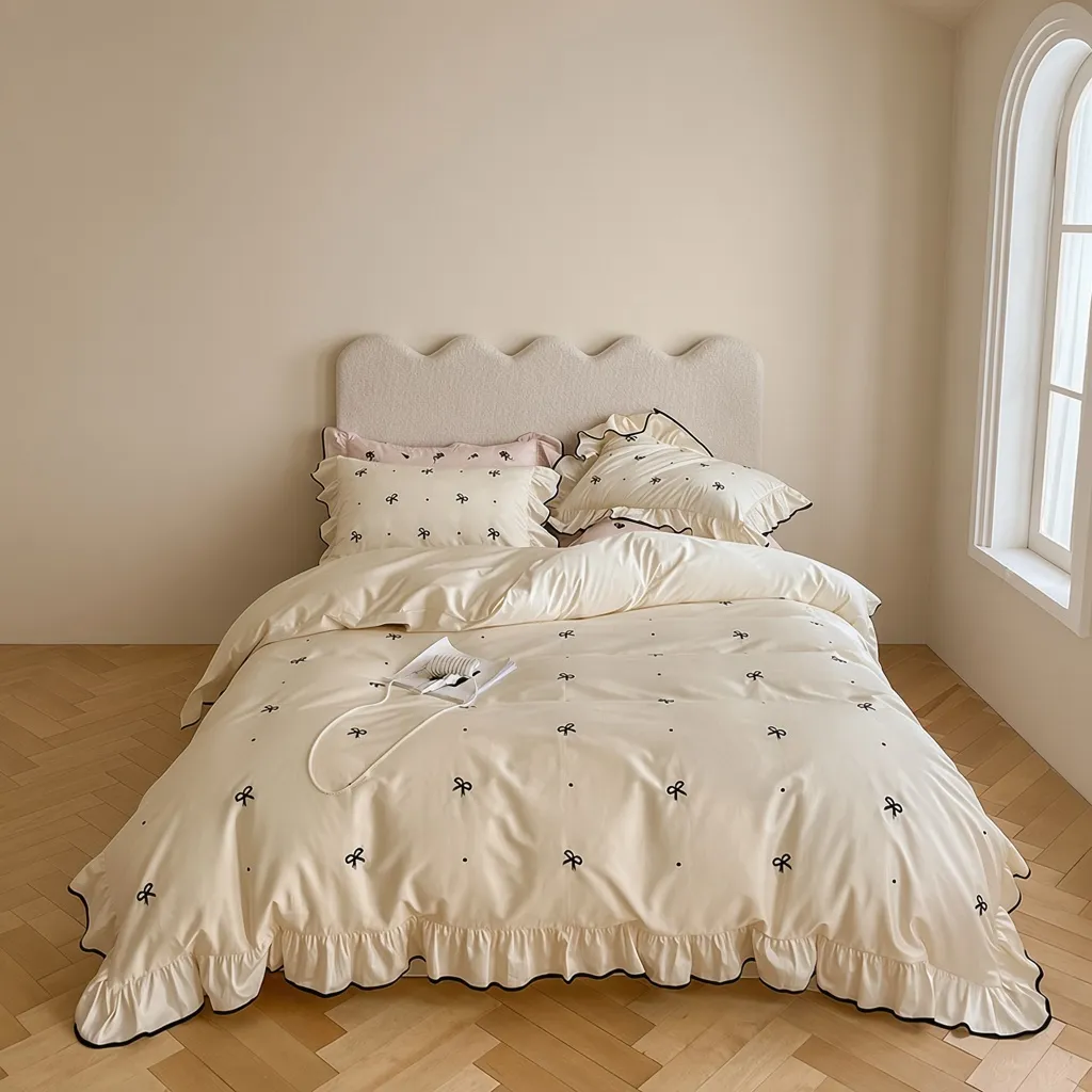 Ribbon Ruffle Long Staple Cotton Jacquard Bedding Bundle