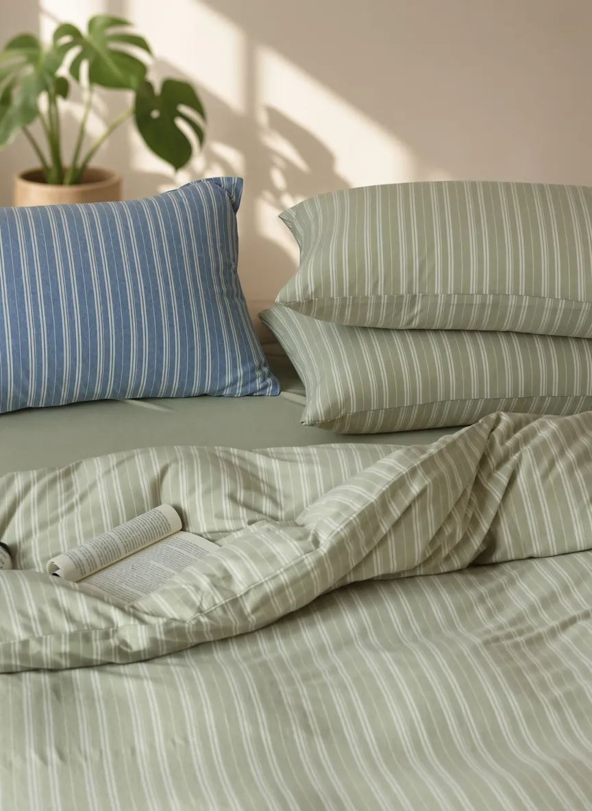 Striped Cotton Jersey Knit Bedding Set