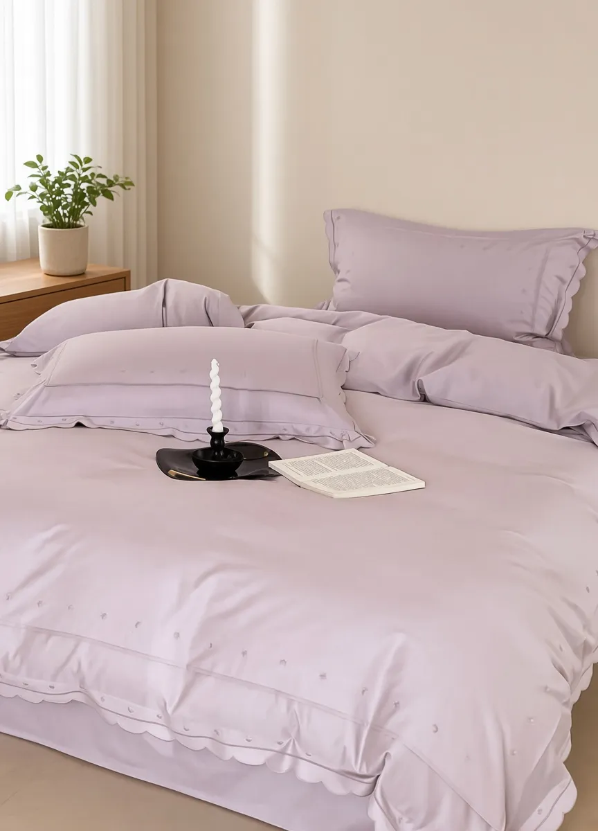 Celestial Ruffle Cotton Embroidered Bedding Bundle