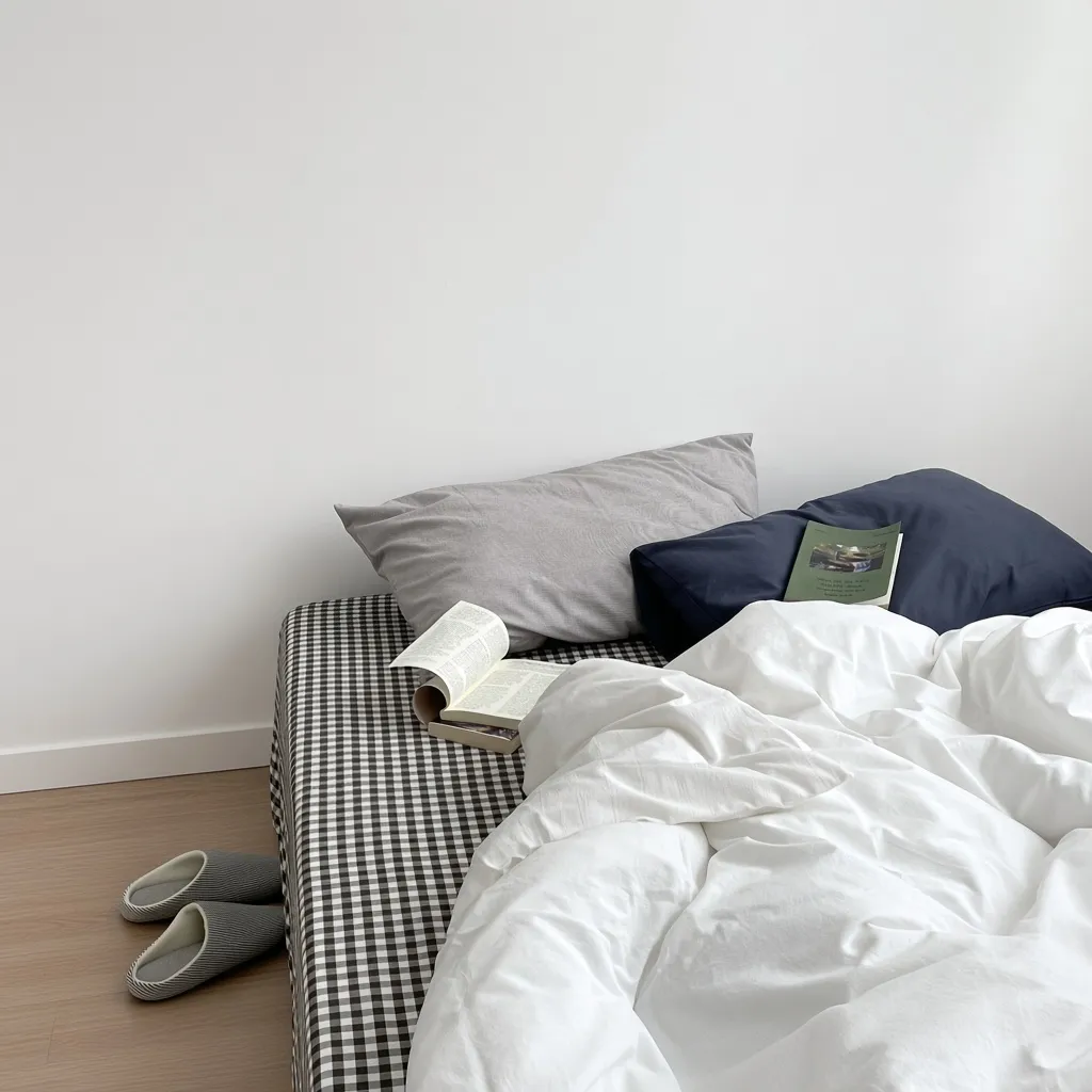 Minimalist Mixed Gingham Cotton Washed Breathable Bedding Set