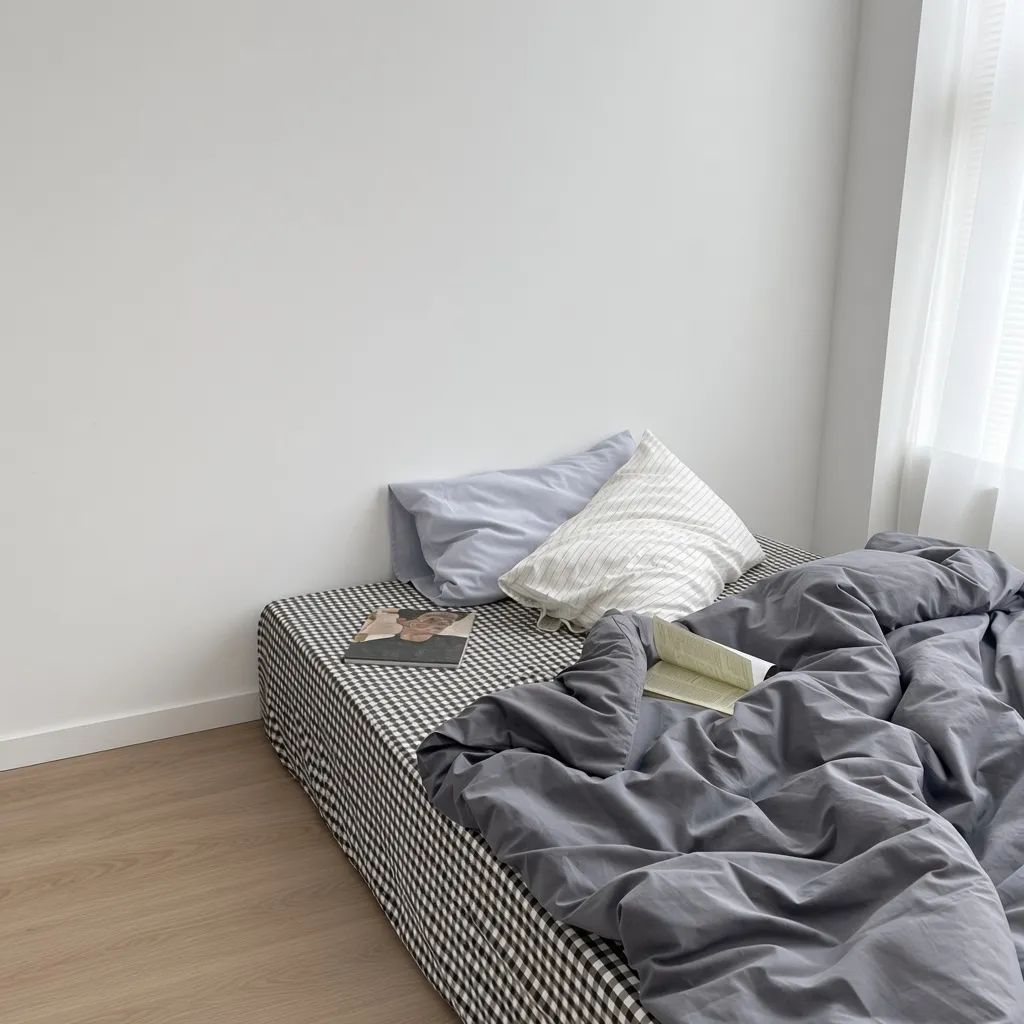 Minimalist Mixed Gingham Cotton Washed Breathable Bedding Set