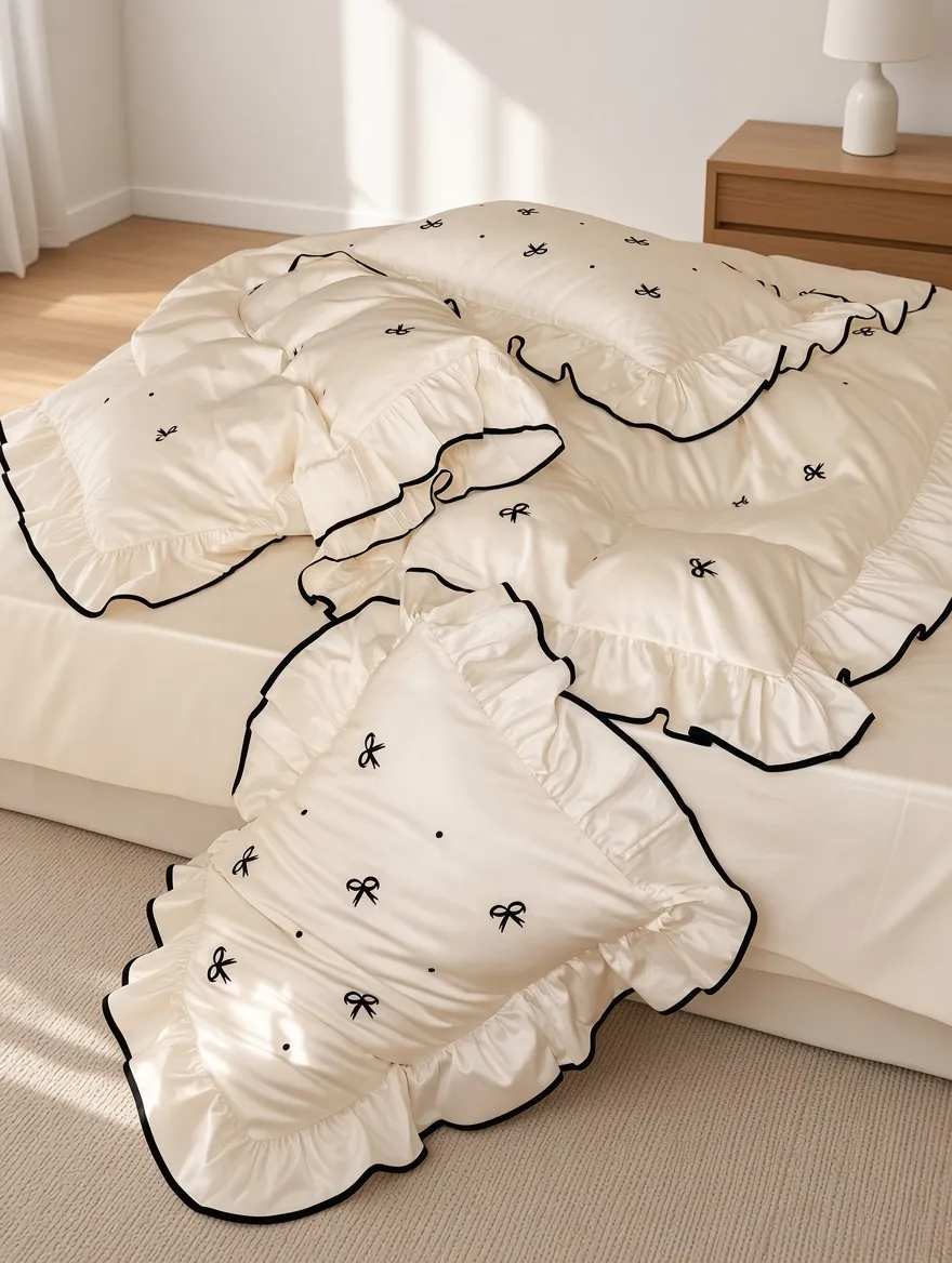 Ribbon Ruffle Long Staple Cotton Jacquard Bedding Bundle