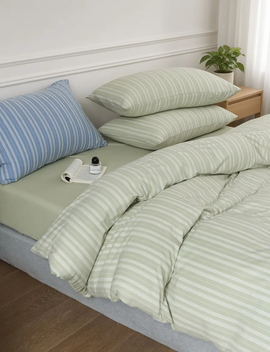 Striped Cotton Jersey Knit Bedding Set