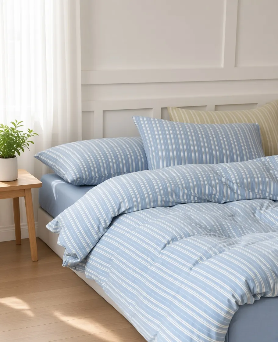 Striped Cotton Jersey Knit Bedding Set