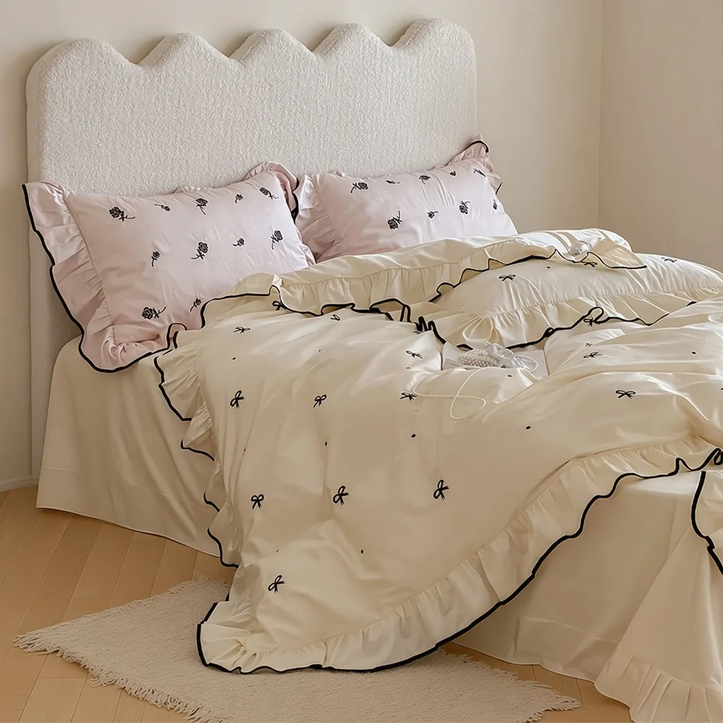 Ribbon Ruffle Long Staple Cotton Jacquard Bedding Bundle