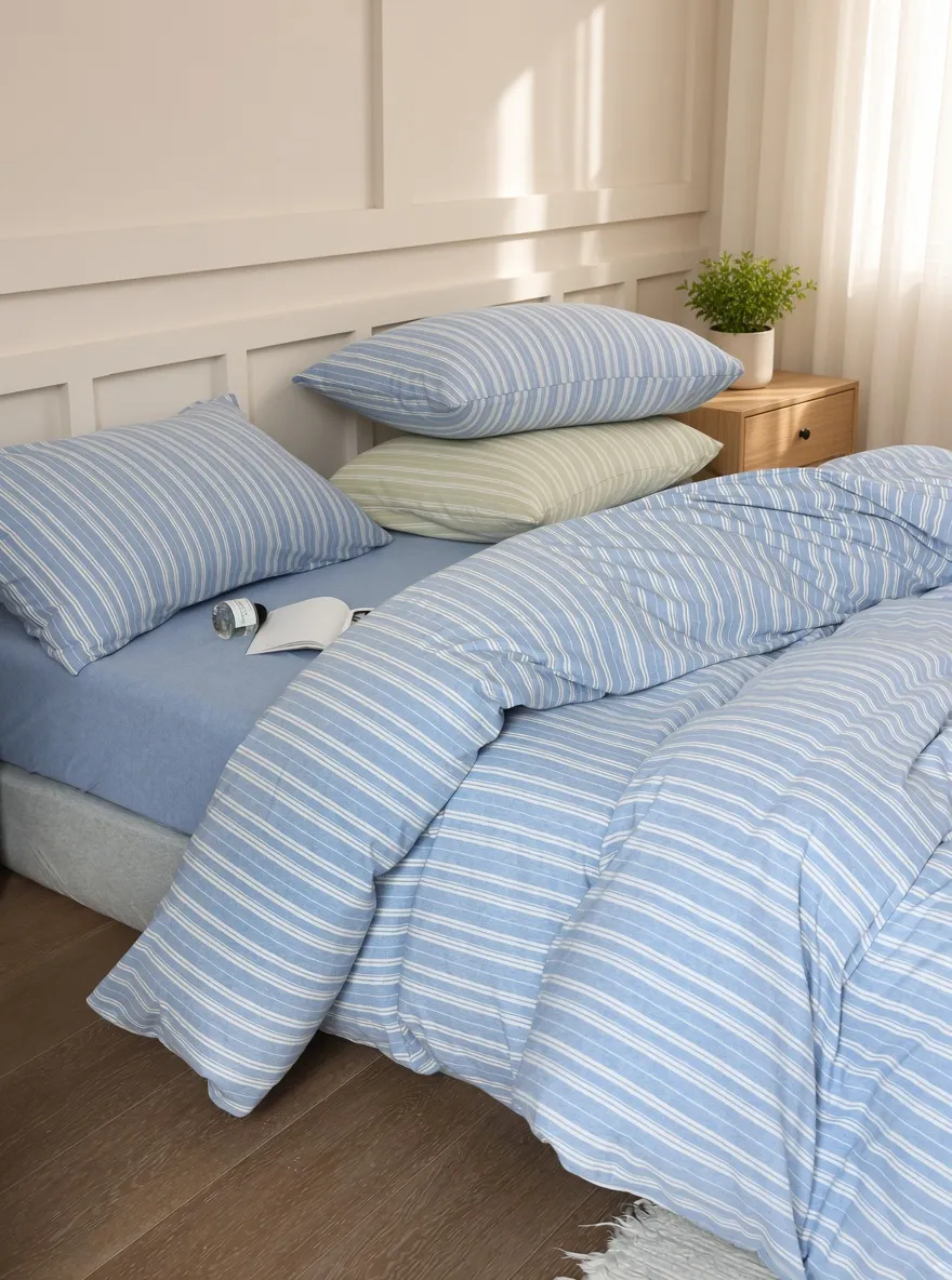 Striped Cotton Jersey Knit Bedding Set