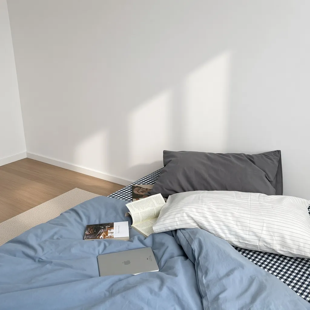 Minimalist Mixed Gingham Cotton Washed Breathable Bedding Set