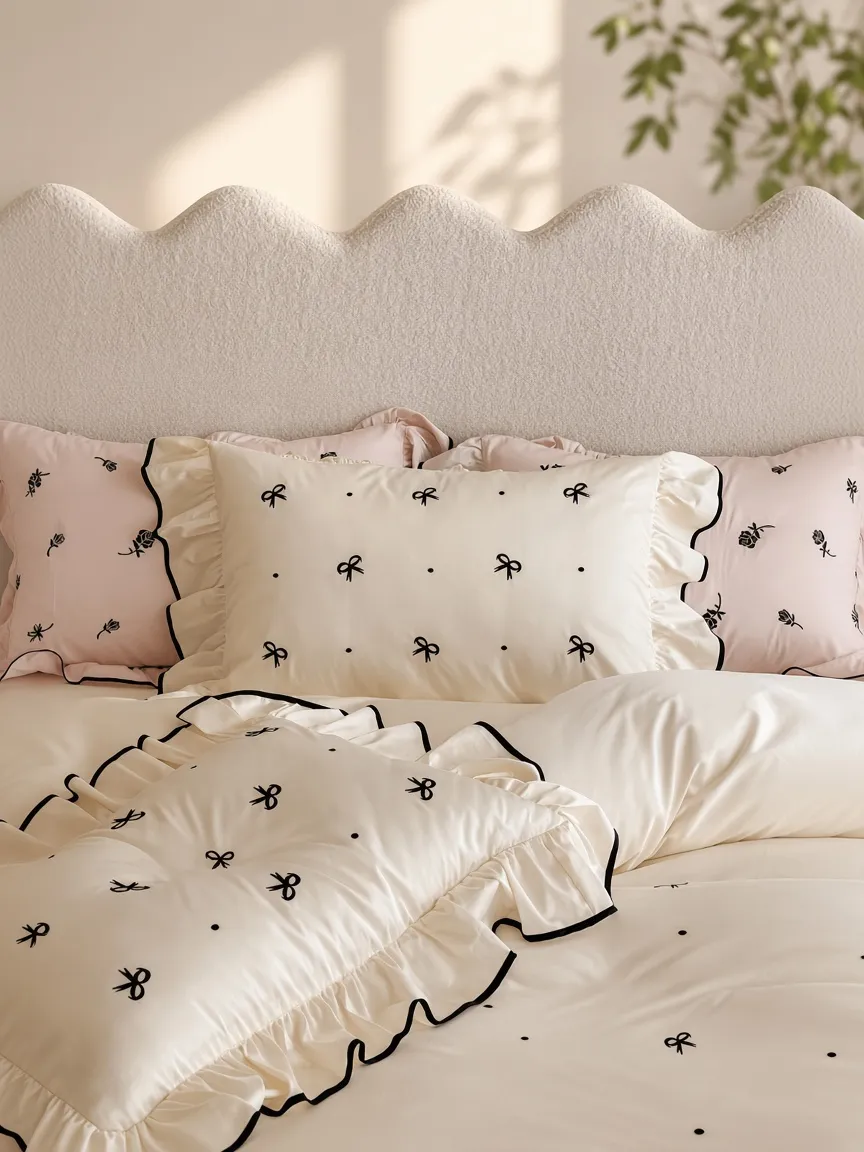 Ribbon Ruffle Long Staple Cotton Jacquard Bedding Bundle