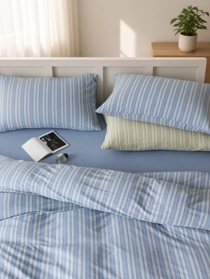 Striped Cotton Jersey Knit Bedding Set