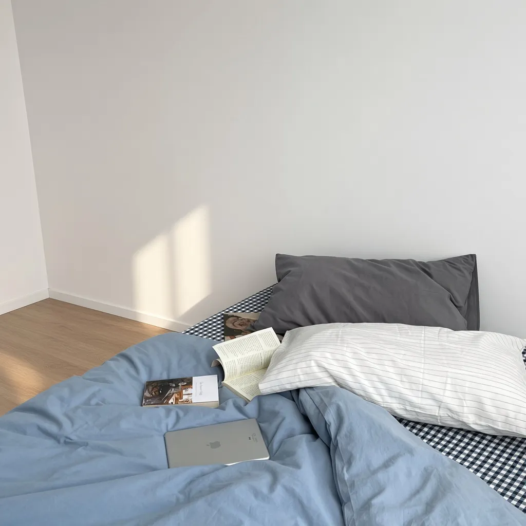 Minimalist Mixed Gingham Cotton Washed Breathable Bedding Set