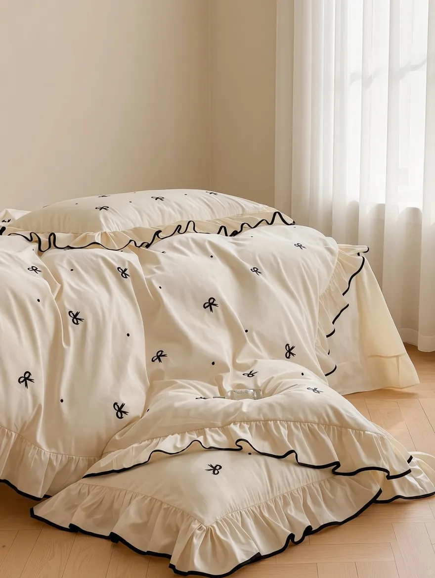 Ribbon Ruffle Long Staple Cotton Jacquard Bedding Bundle
