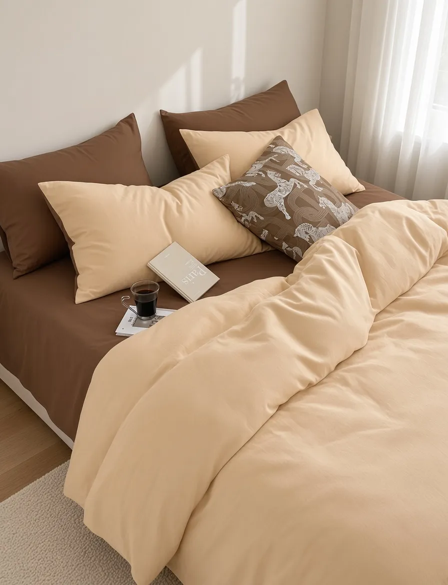 Minimalist Cotton Washed Double Layer Bedding Bundle
