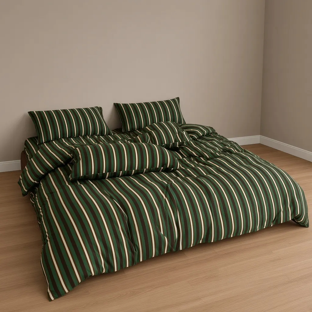 Retro Striped Jersey Knit Bedding Set