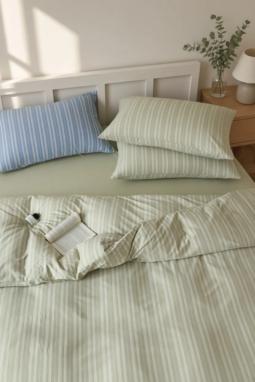 Striped Cotton Jersey Knit Bedding Set