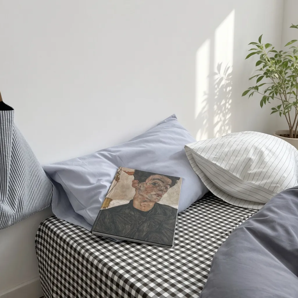 Minimalist Mixed Gingham Cotton Washed Breathable Bedding Set