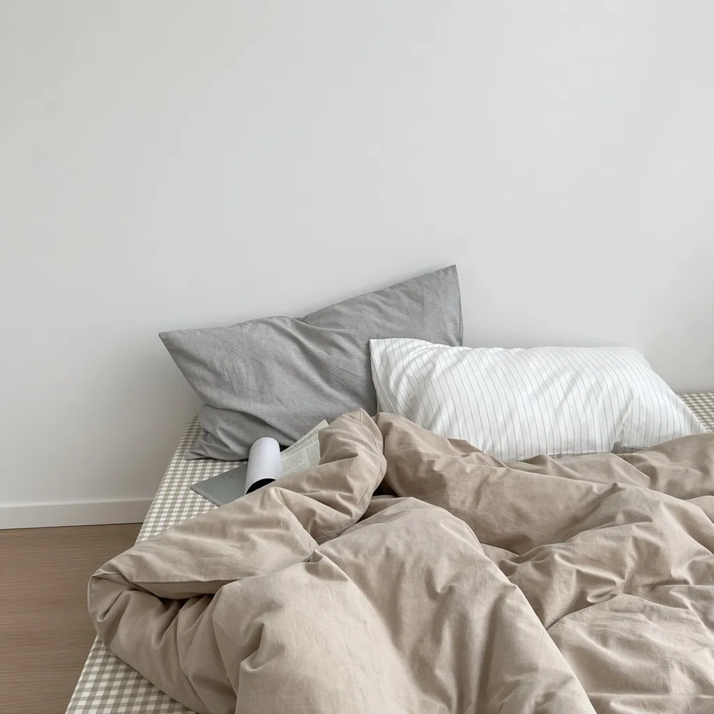 Minimalist Mixed Gingham Cotton Washed Breathable Bedding Set