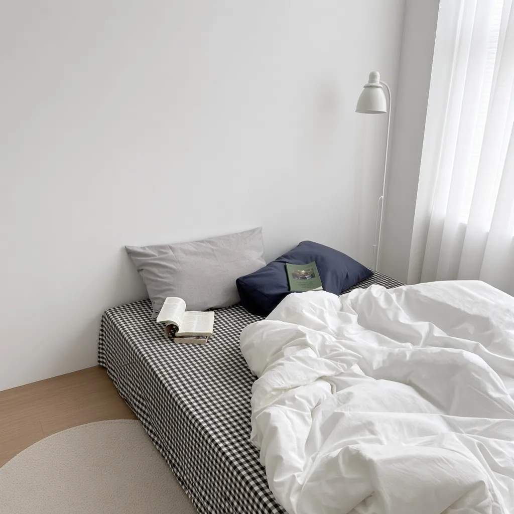 Minimalist Mixed Gingham Cotton Washed Breathable Bedding Set